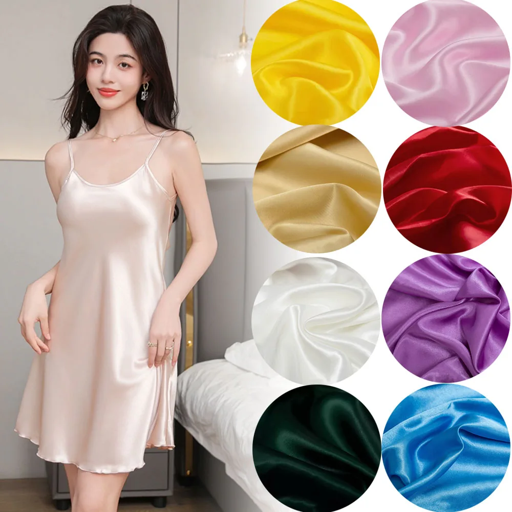 Solid Color Shiny Satin Fabric By Meter Bridal Veil And Gowns Material for Party Decoration Clothing Lining DIY Craft Patchwork