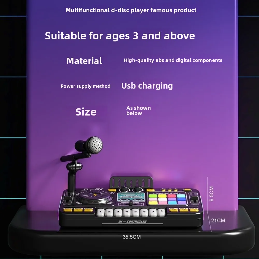 Mélangeur DJ multifonctionnel pour enfants, conception de Simulation interactive, contrôleur de platine DJ, effets de musique avec Microphone