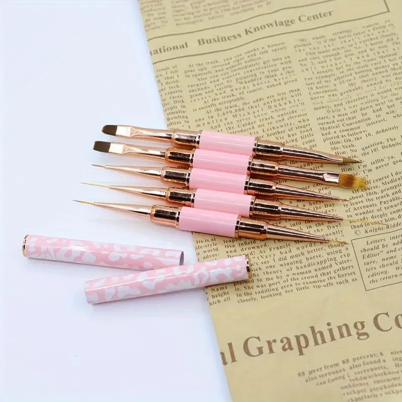 فرش تزيين أظافر أكريليك مزدوجة الأطراف ، بطانة طلاء أظافر جل احترافية ، طلاء زهور ، أدوات تجميل الأظافر بالرسم ، 5 * * #5