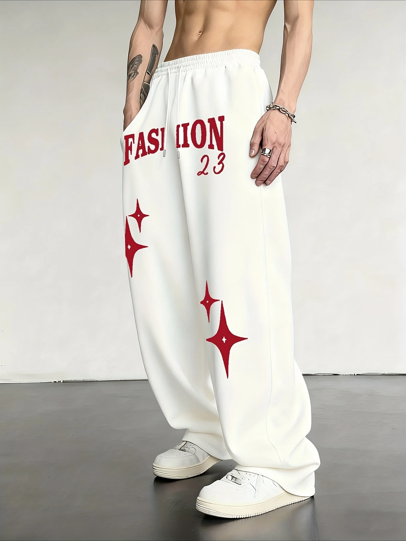 

FASI LION 23 Gothic Punk Men's Casual Wide-Leg Pants Loose Autumn Winter Straight Pants Trousers Joggers Gym Sweatpant Unisex