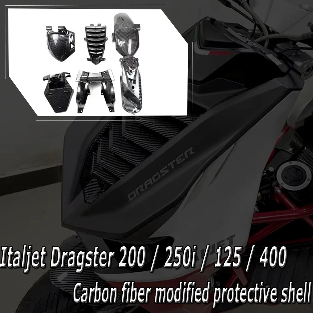 New  Fit Italjet Dragster 200 / 250i / 125 / 400 Carbon Fiber Trim Shell Protective Cover Front Rear Mudguard License Plate Hold