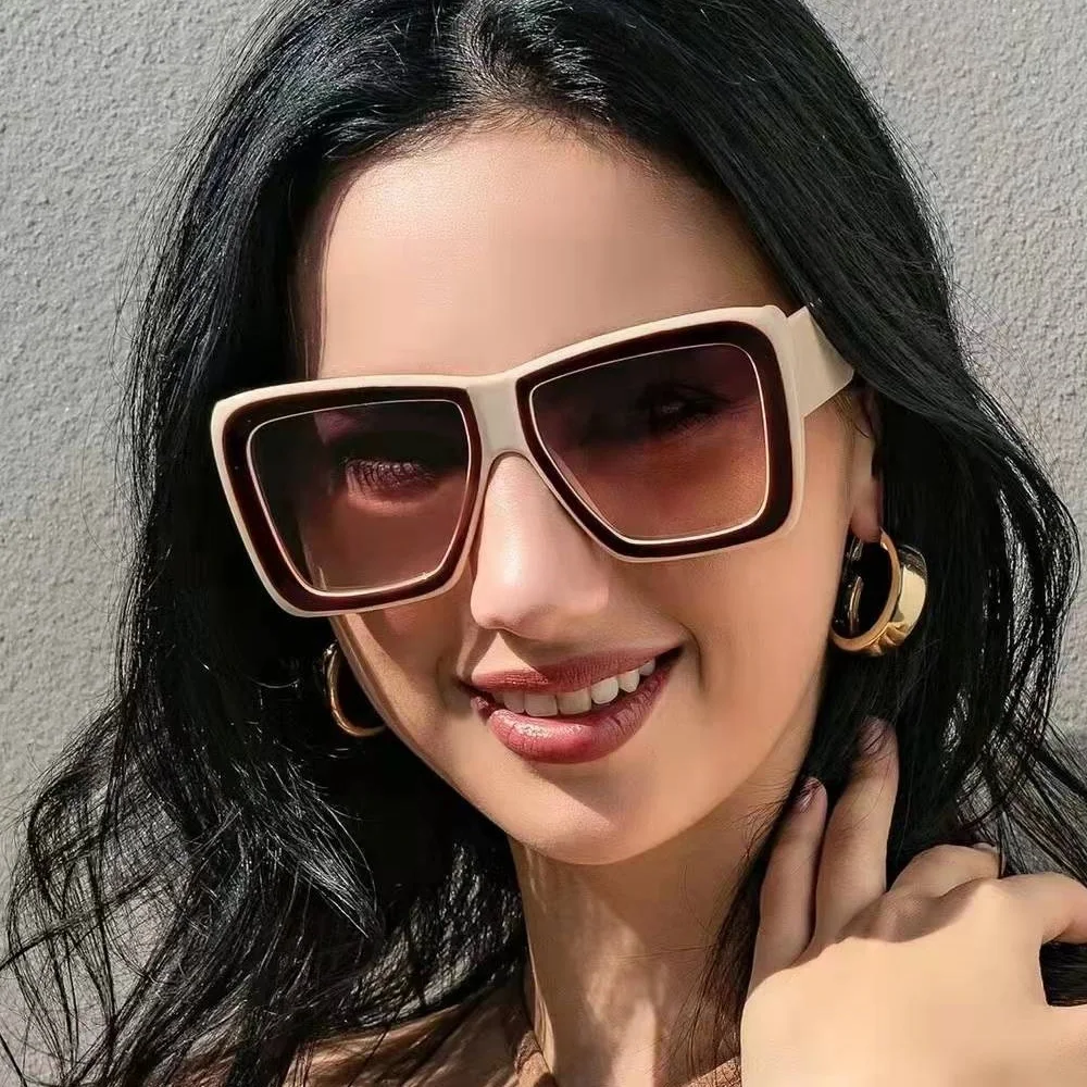 Neue übergroße quadratische Frauen Sonnenbrille Mode Vintage zweifarbige Rahmen farben Männer Design Brillen oculos gafas uv400 retro