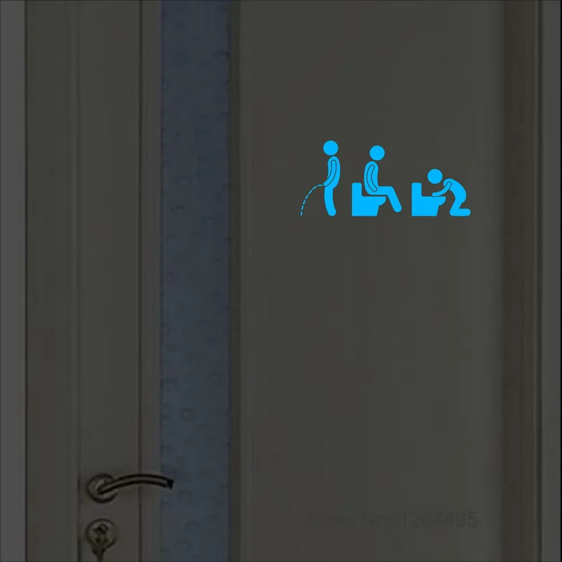 Personalized Bathroom Door Sticker Glow in the Dark Wall Sticker Home Decor Vinyl Decals DIY Decoration Luminous Toilet Stickers