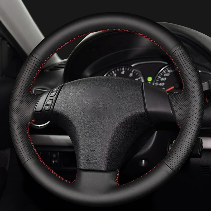 Car Steering Wheel Cover Black Anti-Slip Braiding Leather For Fashion Mazda 3 Mazda 6 2003 2004 2005 2006 2007 2008 2009