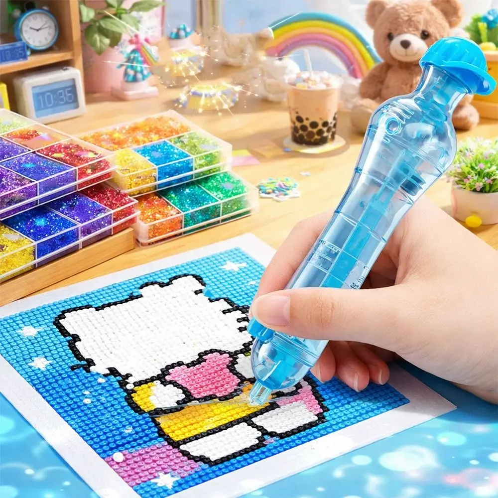 2.6mm Tip Automatic Bead Pen Pixel Puzzle Transparent Bead Positioning Pen Ergonomic Anti-slip Press-Type Bead Pen