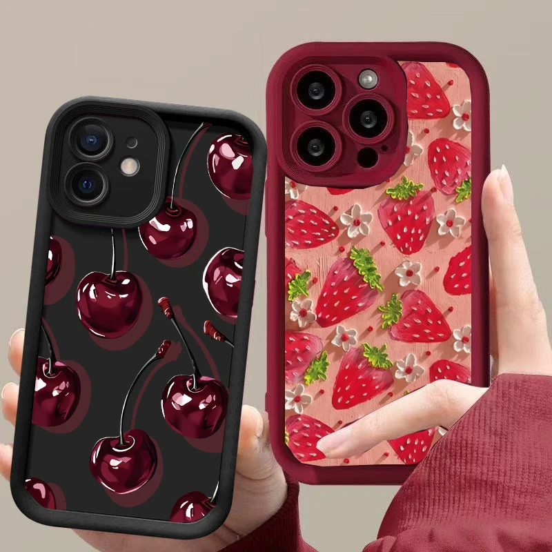 Cute Strawberry Cherry Case For Motorola Edge 50 Fusion Ultra 70 60 Pro 40 NEO 5G G84 G32 G60 G75 G85 G54 G30 G53 G15 G24 G34