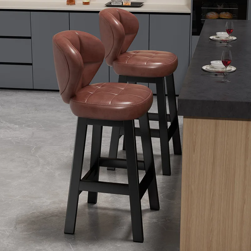 Light Luxury Iron Art Swivel Chair Modern Design Home Commercial Use Cashier Front Desk Island Bar Stool Living Room Furniture