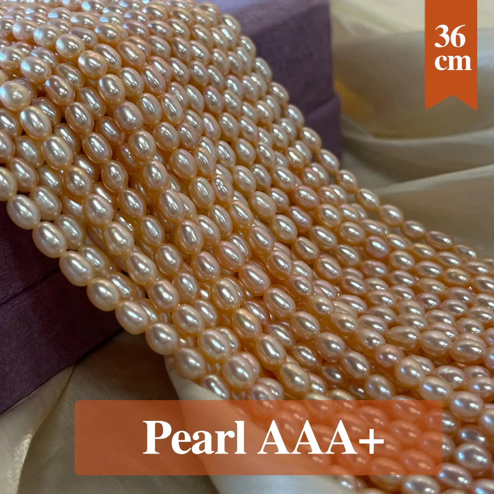 15'' Natural Freshwater Rice Pearl Bead 4-5mm Orange Pearl Loose Spacer Beaded for Making DIY Jewerly Necklace Bracelet Earrings