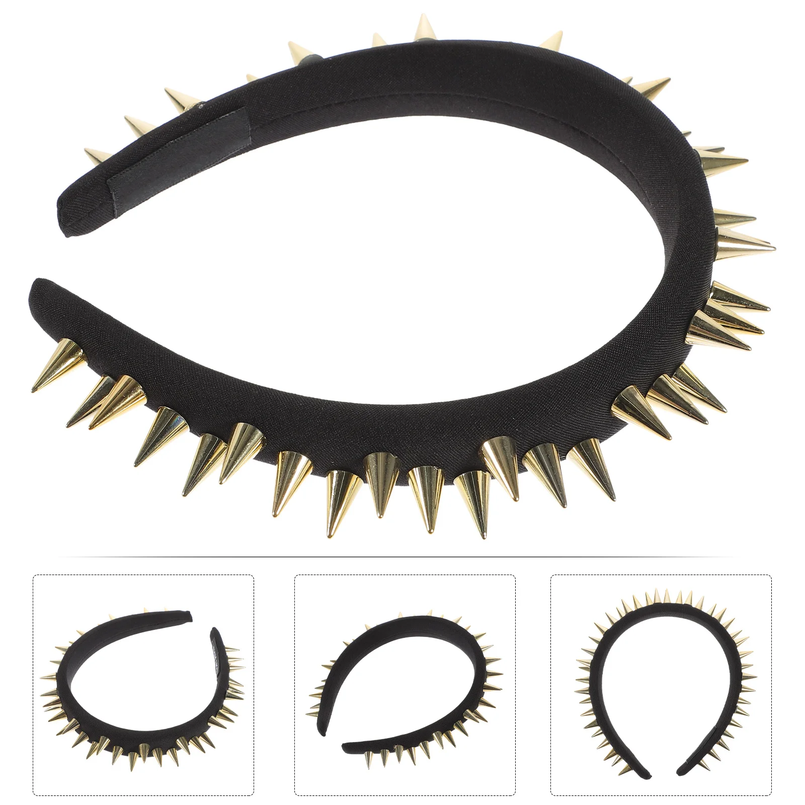 

Studded Headband Punk Style Rivet Design Durable No Slip Black Hair Accessory Women Fashion Statement Studded Headband