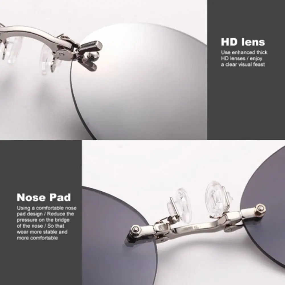Clip On Nose Glasses Round Rimless Matrix Morpheus Sunglasses Mini Frameless Vintage Men Eyeglasses image 4