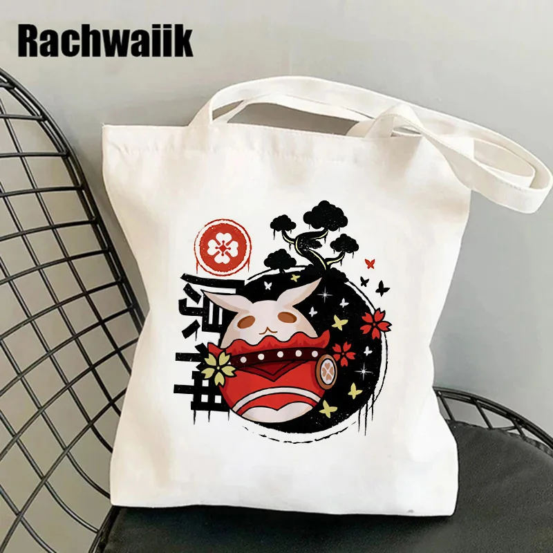 Genshin Impact Shopping Bag Graphic Tote Harajuku Shopper Bag Women Canvas Shoulder Bag Female Ulzzang Funny Eco Large-capacity