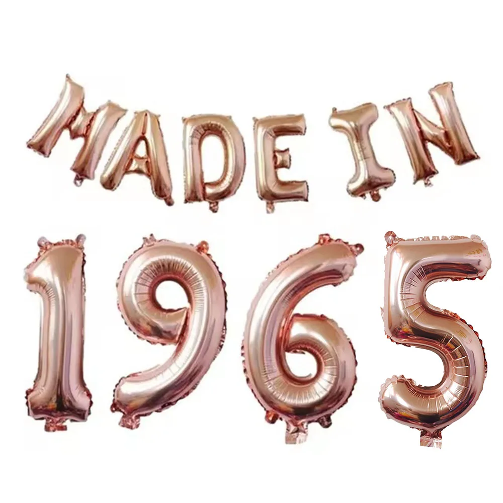 Made In 1995 1965 1985 1975 Balloons 30th 40th 50th Aldut Birthday Party Gold Silver Rose 32 Inch Letter Air Globos Decorations