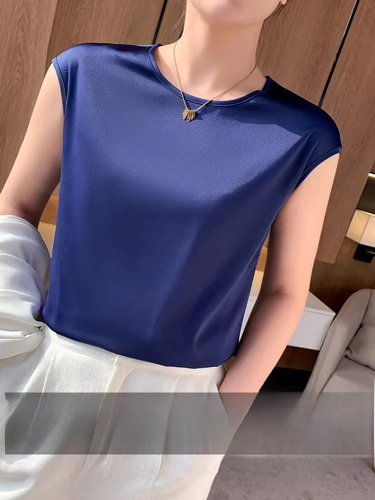 الحرير Svel تانك القمم المرأة البدلة الداخلية مباراة الحرير تي شيرت قاعدة فضفاضة irt الكورية Sle جولة Ne ort Sve #4