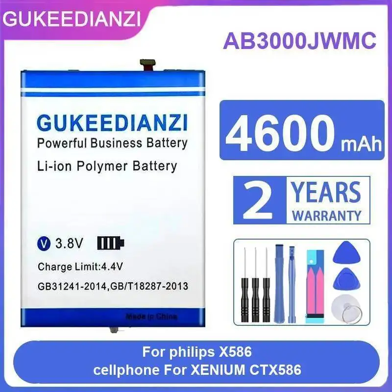 

Аккумулятор мобильного телефона большой емкости для Philips Xenium X586 CTX586, долговечный, 4600 мАч, AB3000JWMC