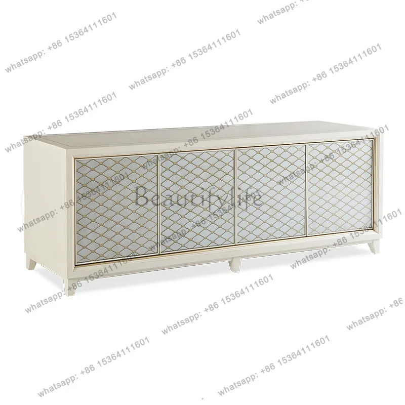 French TV cabinet birch living room small apartment audio-visual floor cabinet