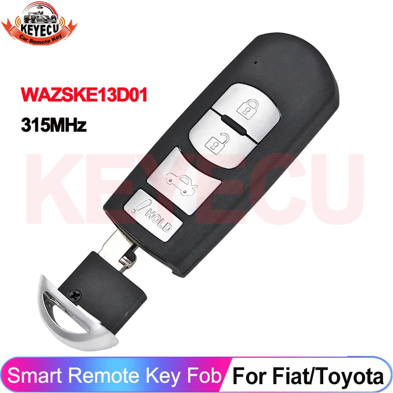 

KEYECU WAZSKE13D01 315MHz For Fiat 124 Spider 2017-2020 For Toyota Yaris IA / R For Scion iA 2016 4 Buttons Smart Remote Key Fob