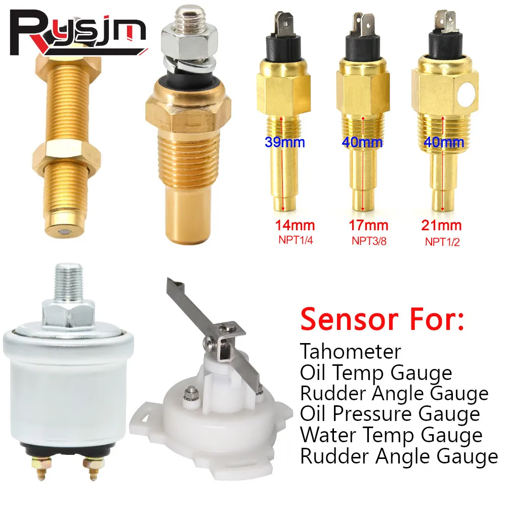 

1/8 NPT Temperature Temp Sensor Water Oil Unit Sender RPM Tacho Sensors Oil Pressure Sensor For 52mm/85mm Gauge Electric Sender