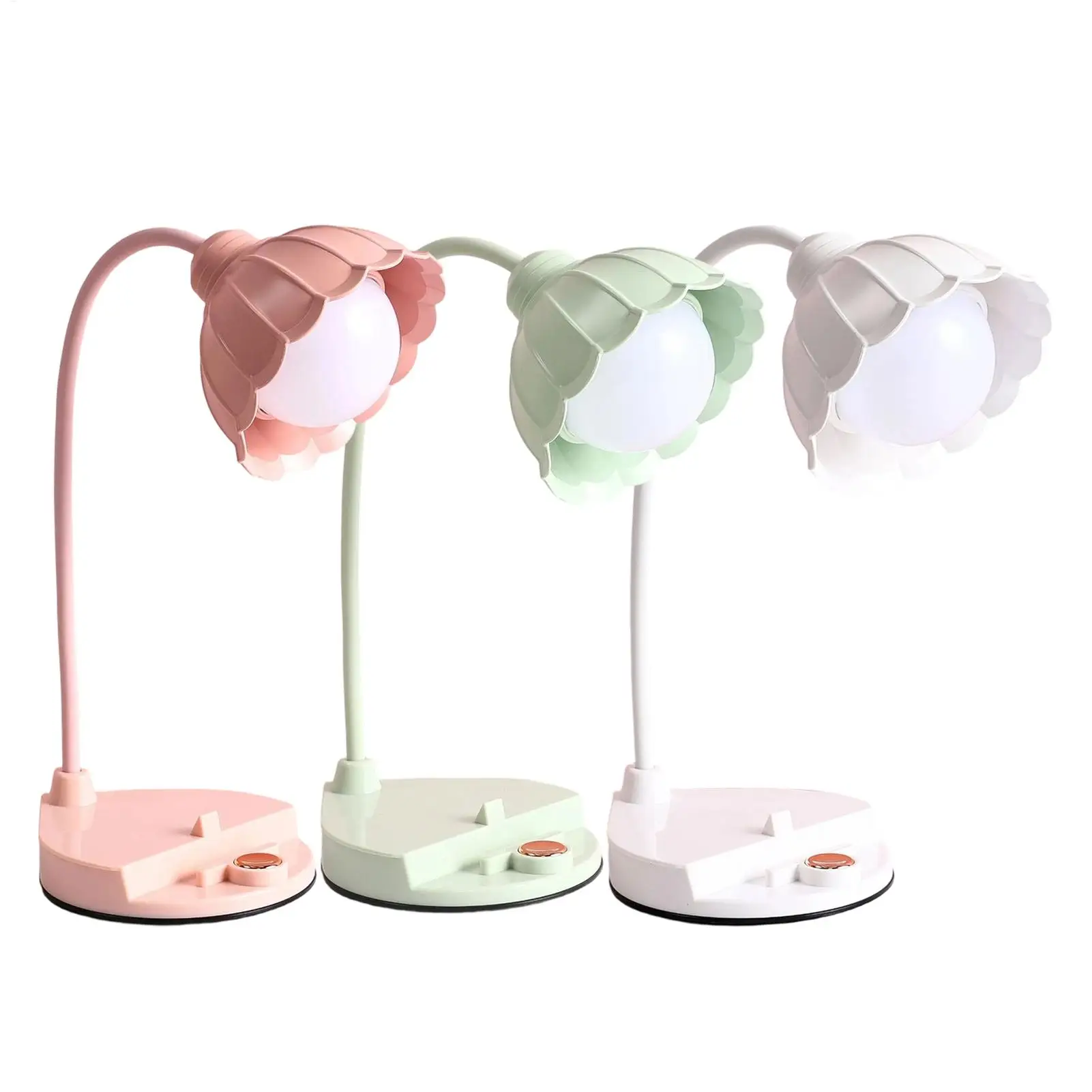 Desk Lamp Cute Non-Glare Dimmable Rechargeable Indoor Table Lamp Flower Theme for Living Room Dorm Apartment Studying Reading