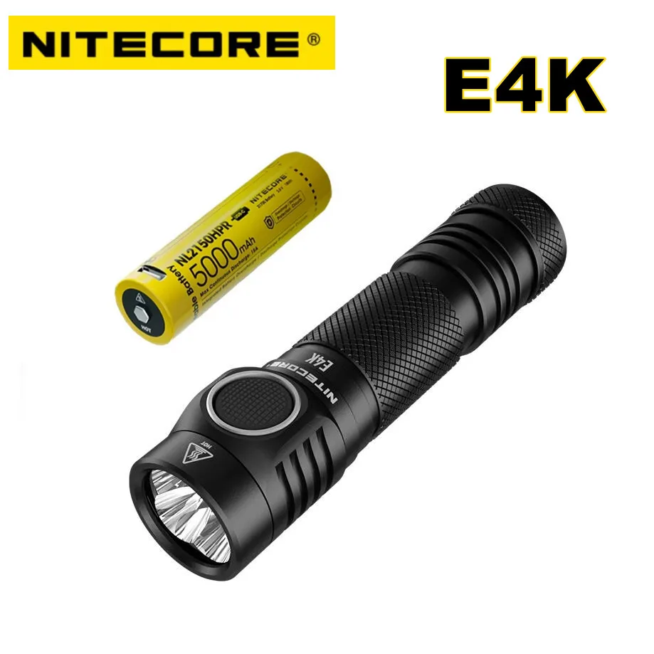 NITECORE E4K Lampe de Poche LED 4xCREE XP-L2 V6 4400 Lumens Haute Puissance EDC Compact Lumière USB-C Torche Rechargeable avec Batterie 21700