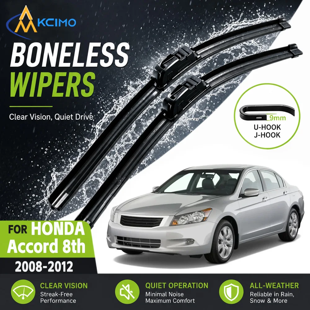 24"+22" U J Hook Windshield Wiper Blades Wipers For Honda Accord 8th Gen Europe 2008-2012 Front Window Replacement Blades