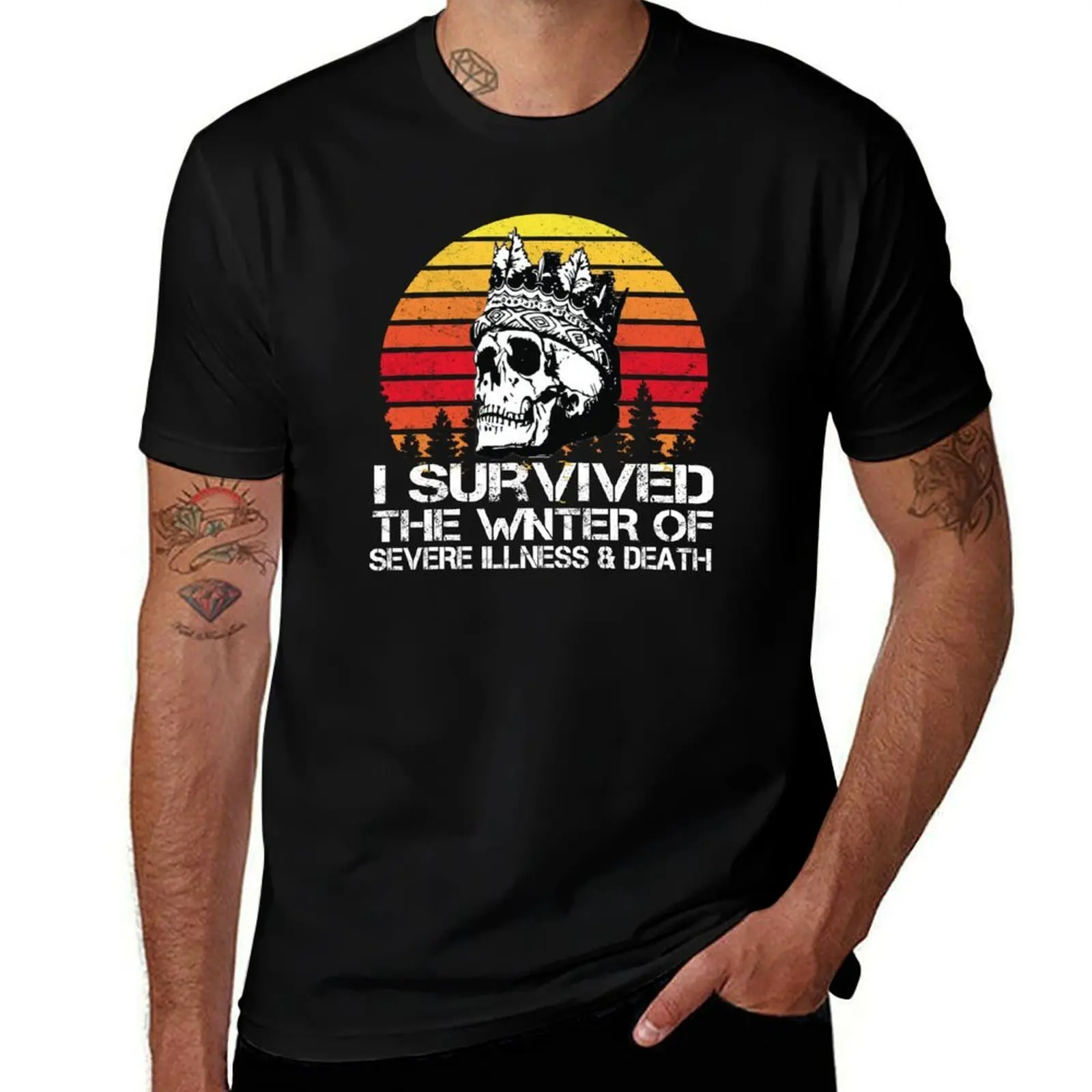 I Survived The Winter Of Severe Illness And Death T-Shirt Christmas Casual Short Sleeve Top T-Shirt