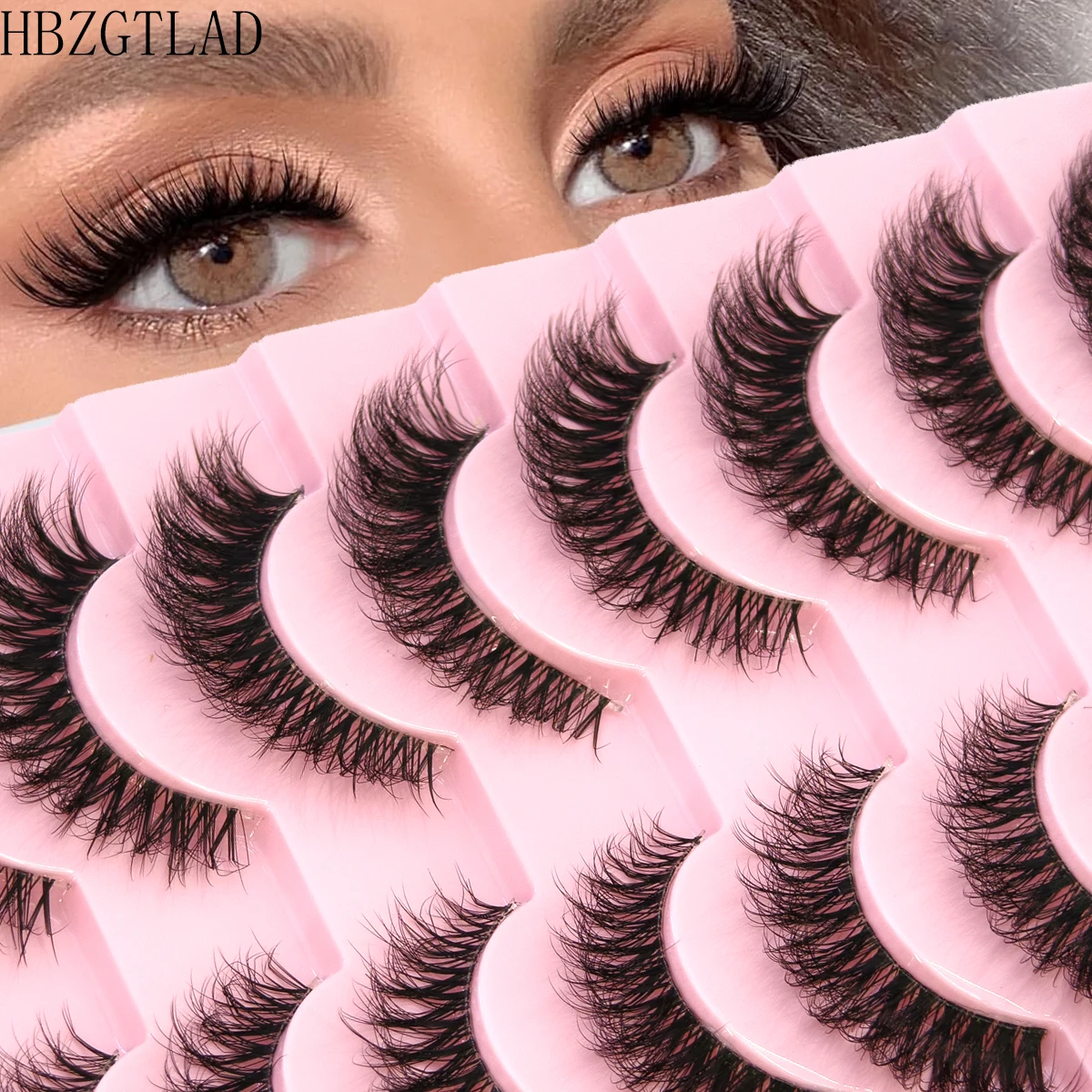 HBZGTLA 10paris 猫まつげふわふわミンクまつげナチュラルルックつけまつげ毎日のパーティーウェディング軽量再利用可能なメイクアップ