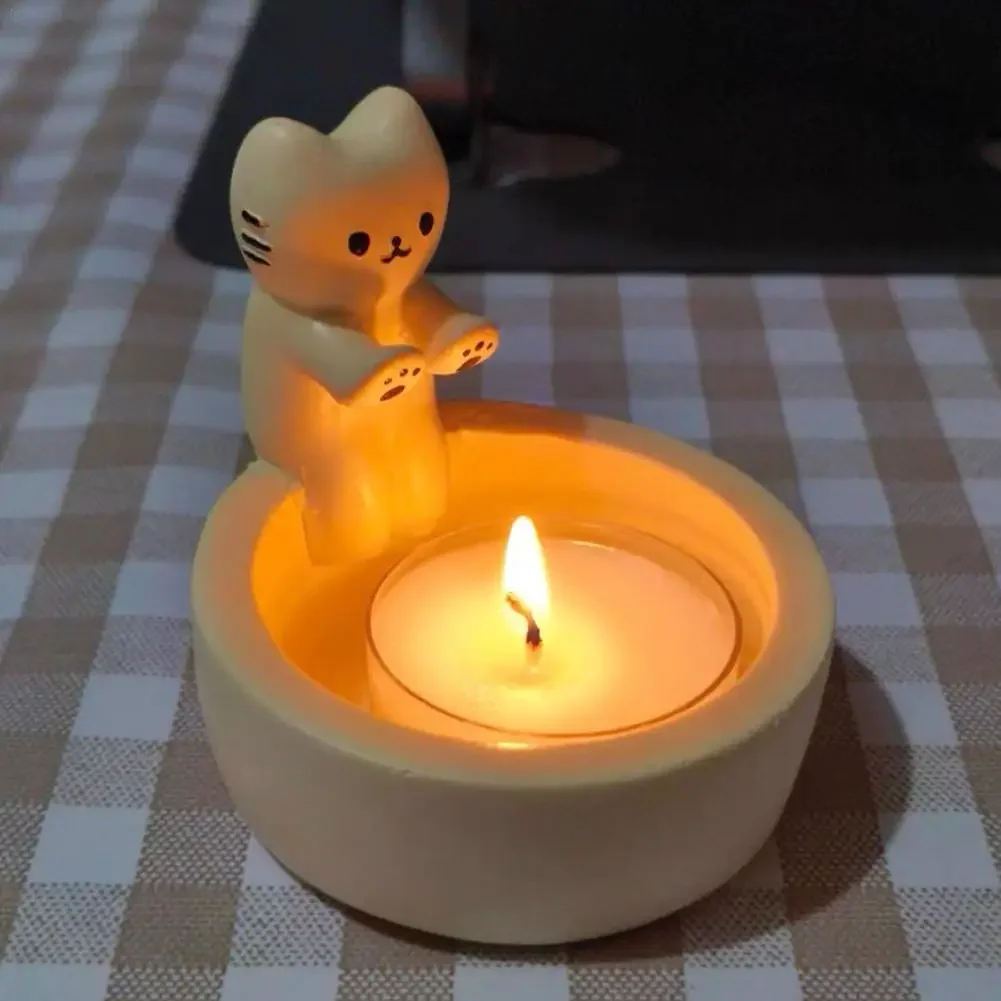 Cute Grilled Cat Aromatherapy Candle Holder Kitten Candle Holder   Desktop Decorative Ornaments Gifts For Lover