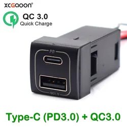 12V PD3.0 Type-C & USB QC3.0 Mobile Phone Car Quick Charger for Toyota Land Cruiser Prado 150 Series Rav4 Camry Hiace Corolla