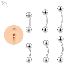 AOEDEJ 1 Piece 14G/16G 925 Sterling Silver Belly Button Ring Double Headed Ball Navel Rings Simple Navel Piercing Jewelry Gifts