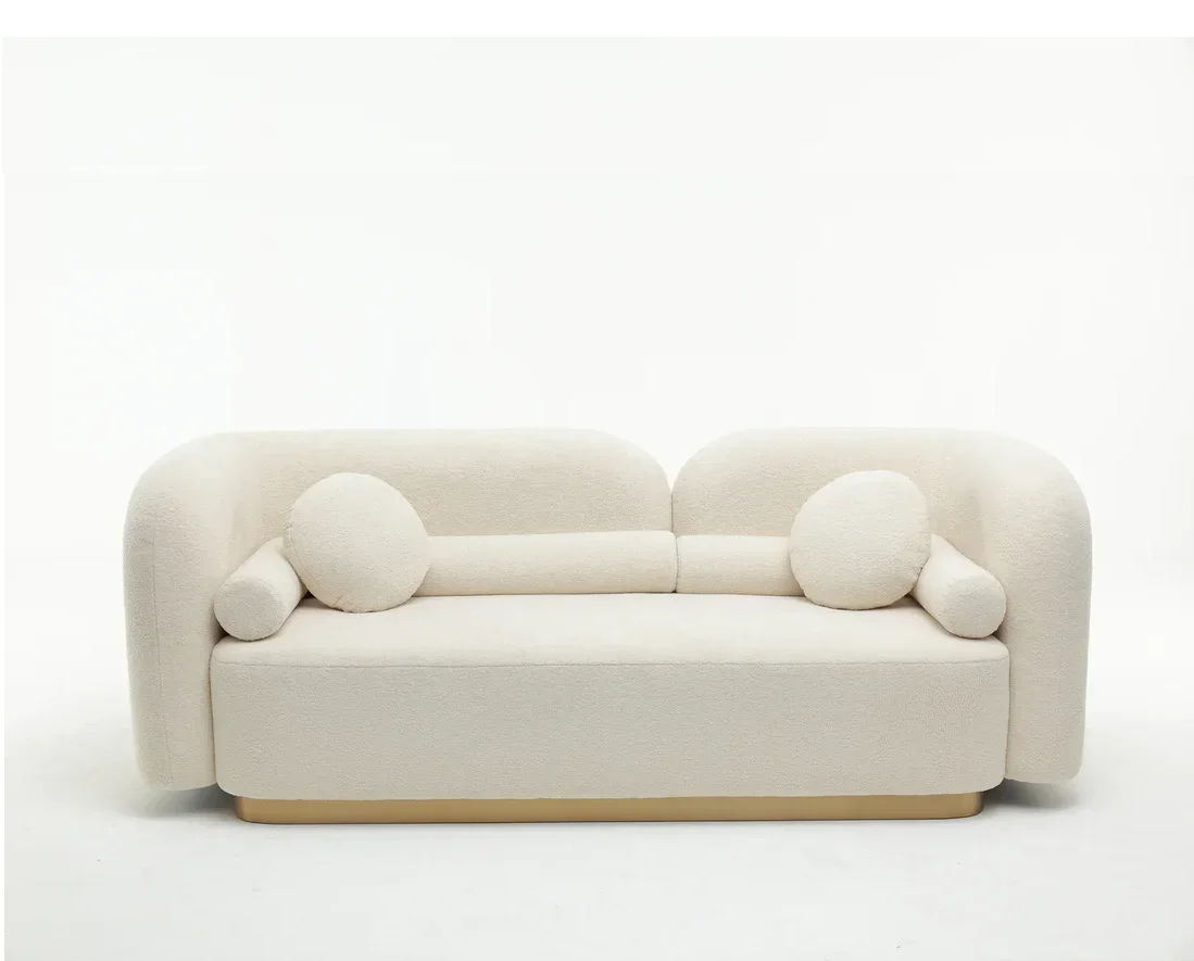 

For Wholesales Luxury Sofa Living Room Sofas Stainless Steel Lounge Chair White Faux Fur Couch for Home Hotel