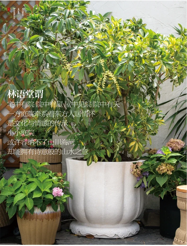 Courtyard Landscaping, Large Flower Pots, Villa   Pots, Chinese Style Carved Large  Pots, Triangular Plum Flower Pots