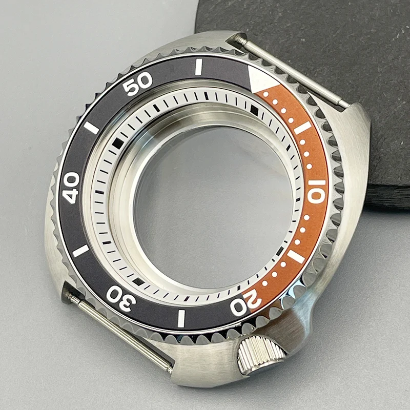44mm Diving NH35 Case Silver Turtle Abalone Watch Case Sapphire Glass 4.1 Crown Fit 7S26 4R NH35 NH36 Movement 28.5mm Dial