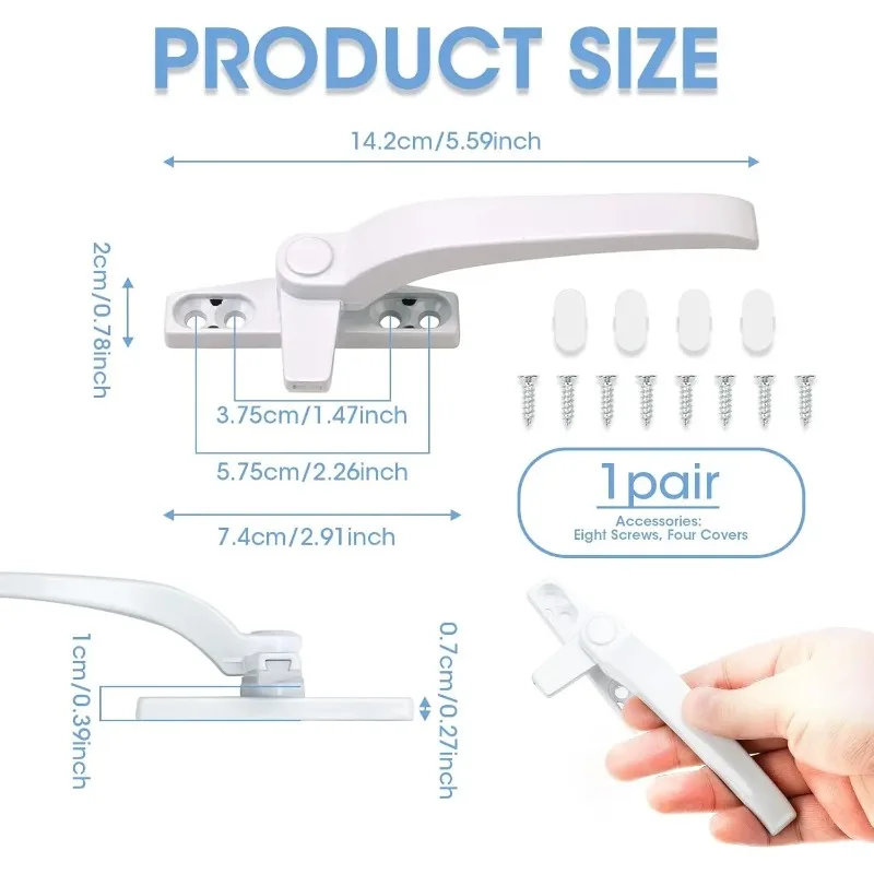 مقابض Window Espag مكونة من قطعتين - مناسبة عالمية للنوافذ المزججة المزدوجة UPVC وأبواب الفناء، لليد اليسرى أو اليمنى #6