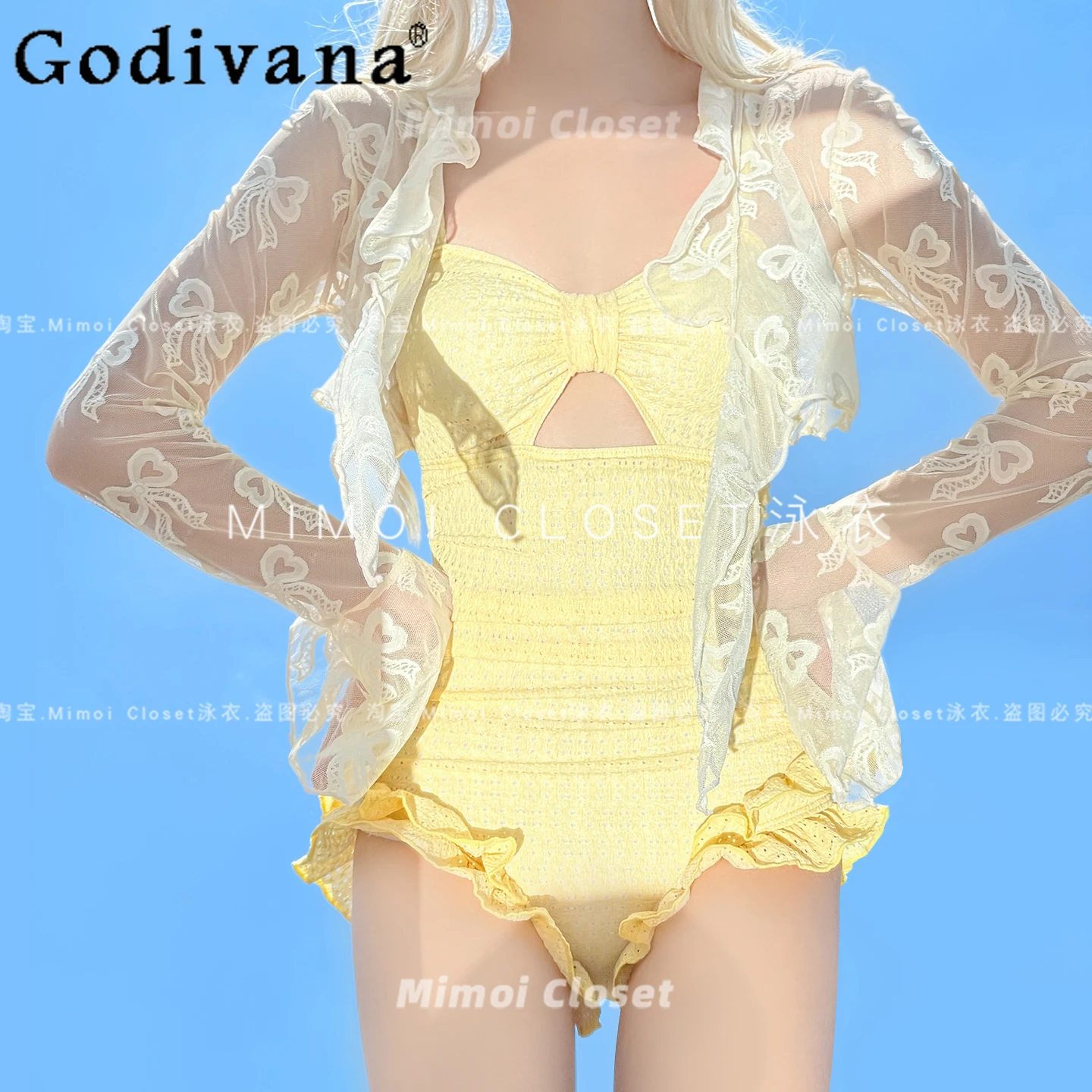 

2025 Summer New Kawaii One-piece Swimsuit Japanese Sweet Girls Sexy Swimwear Hot Spring Beach Vacation Casual Bathing Suit Women