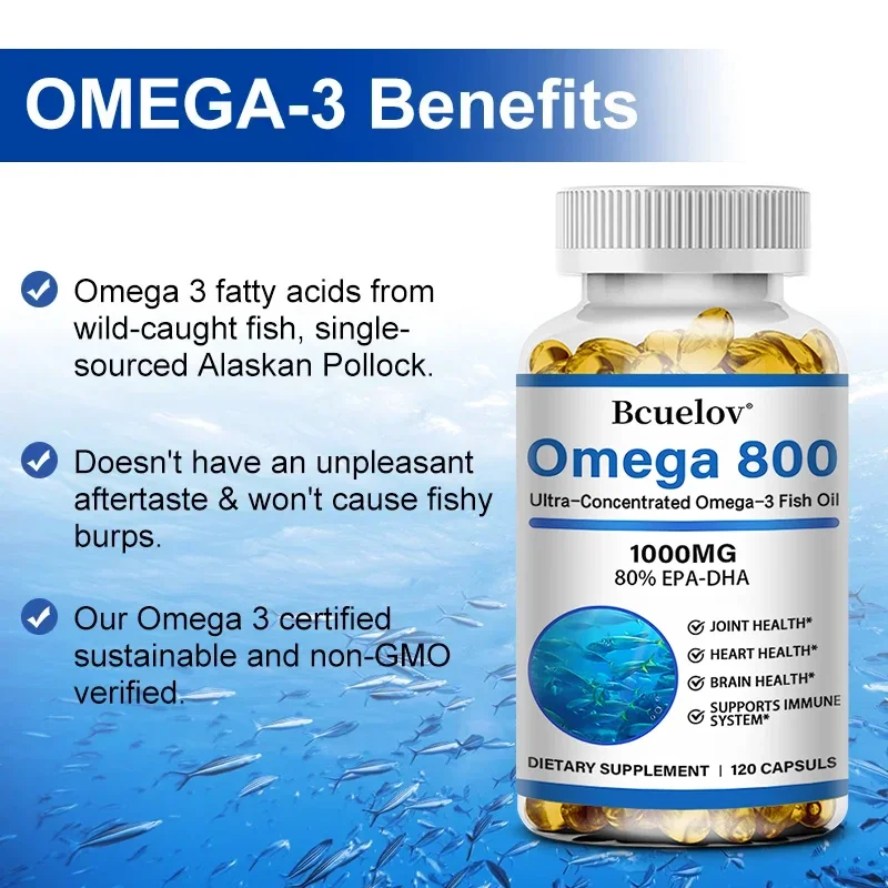 Omega 800 Fish Oil Concentrate Supplement - Improves joint, heart and brain health without the fishy smell