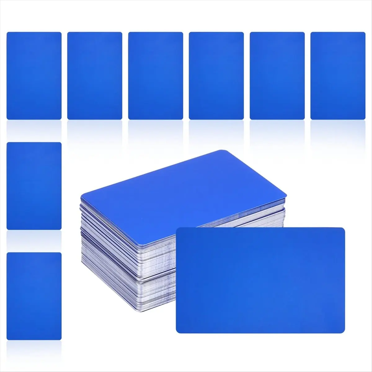 HITL 200Pcs Metal Business Card Blanks,1/64 INCH Thick 3.4x2 inch Aluminum Laser-Engraving Materials Cards Dark Blue