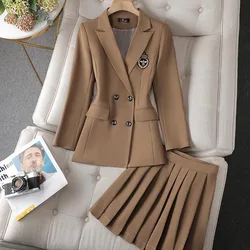 Senior Female Casual Suit Jacket Skirt Suit New Spring Autumn Lounge Coat Short Skirt Two-Piece Professional Women's Wear Sets