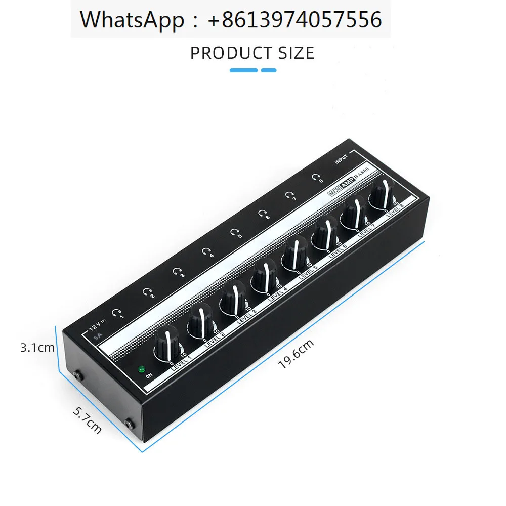 

HA800 audio amplifier 8-channel mini stereo headphone amplifier with power adapter EU US plug adapter