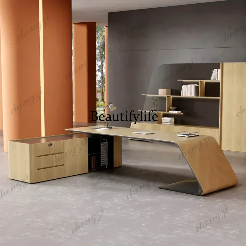 A73Minimalist Japanese Luxury Office Desk High-end Fashion Oak Light Luxury Simplicity Office Desk Luxury Tavolo Trendy Furnitur