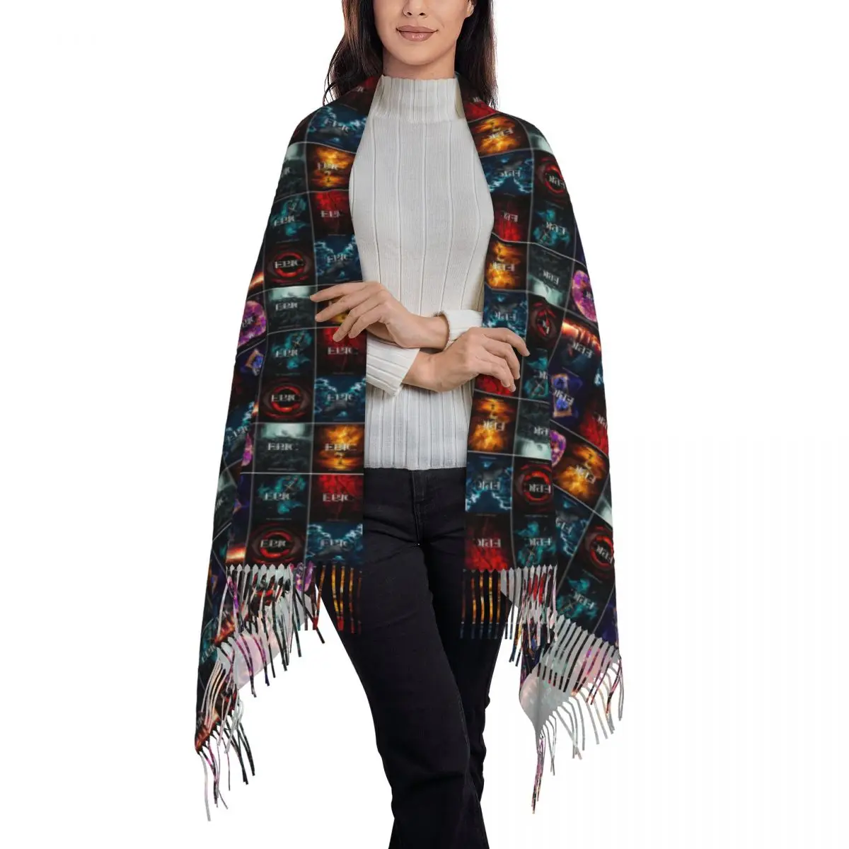 Epic The Musical Saga Covers Scarf Tassel Scarves Women Soft Warm Shawls and Wraps Large Fall Winter Shawl Wrap
