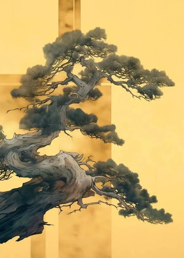 خمر شجرة بونساي الفن شجرة بونساي زن في وعاء الطبيعية ملصق فني حائط لوح رسم طباعة صورة لغرفة المعيشة ديكور المنزل