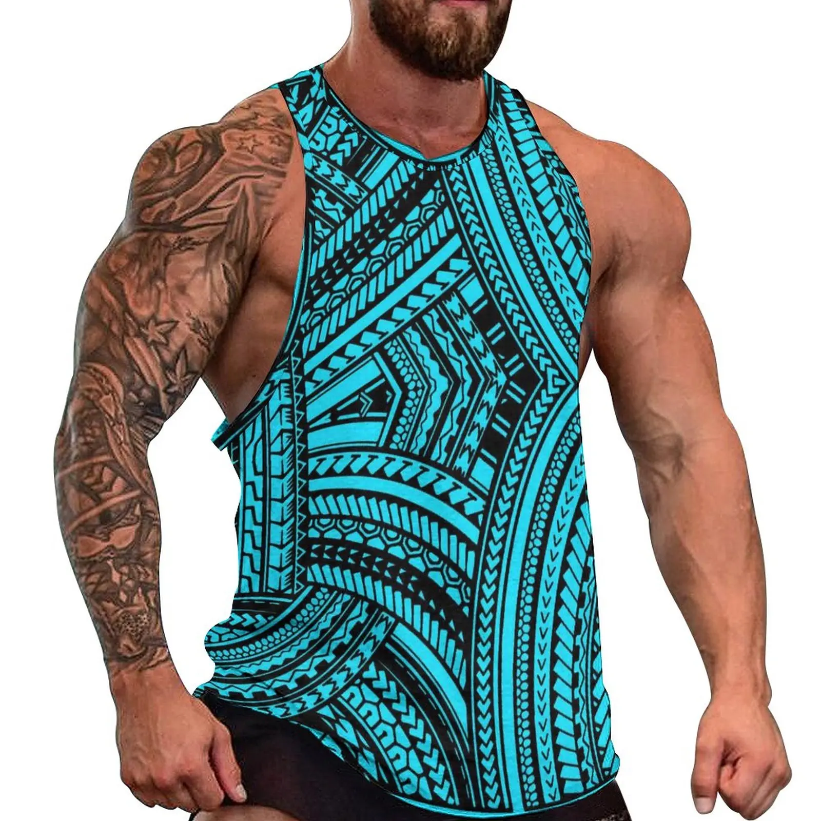 Polynesian Tribal Tank Tops Samoan Men Singlets Island Wear