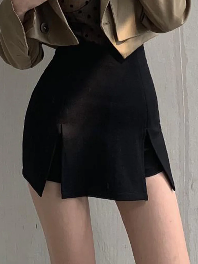 

Черная стильная новая летняя женская пикантная мини-юбка с разрезом сбоку, облегающая Элегантная короткая юбка с запахом на бедрах