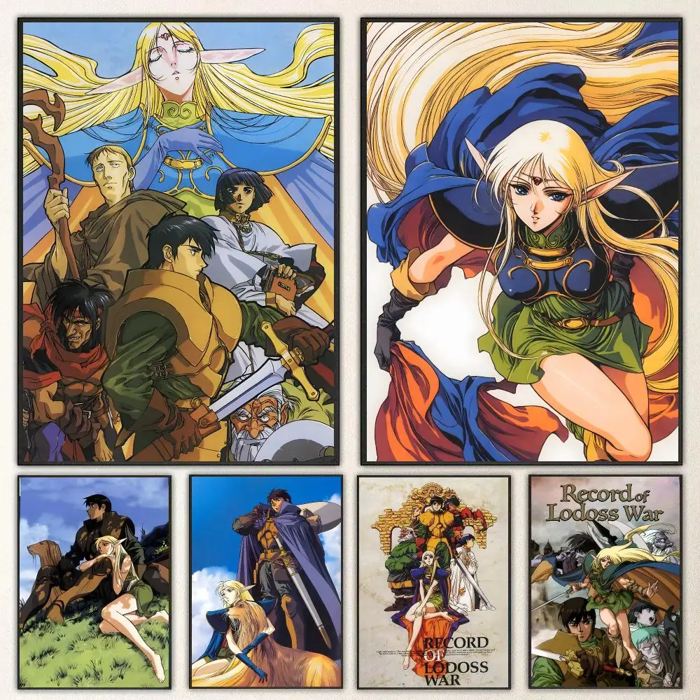 Anime Record of Lodoss War Poster Self Adhesive Waterproof PP Poster Coffee Shop Bar Wall Sticker Home Room Decor Wall Art