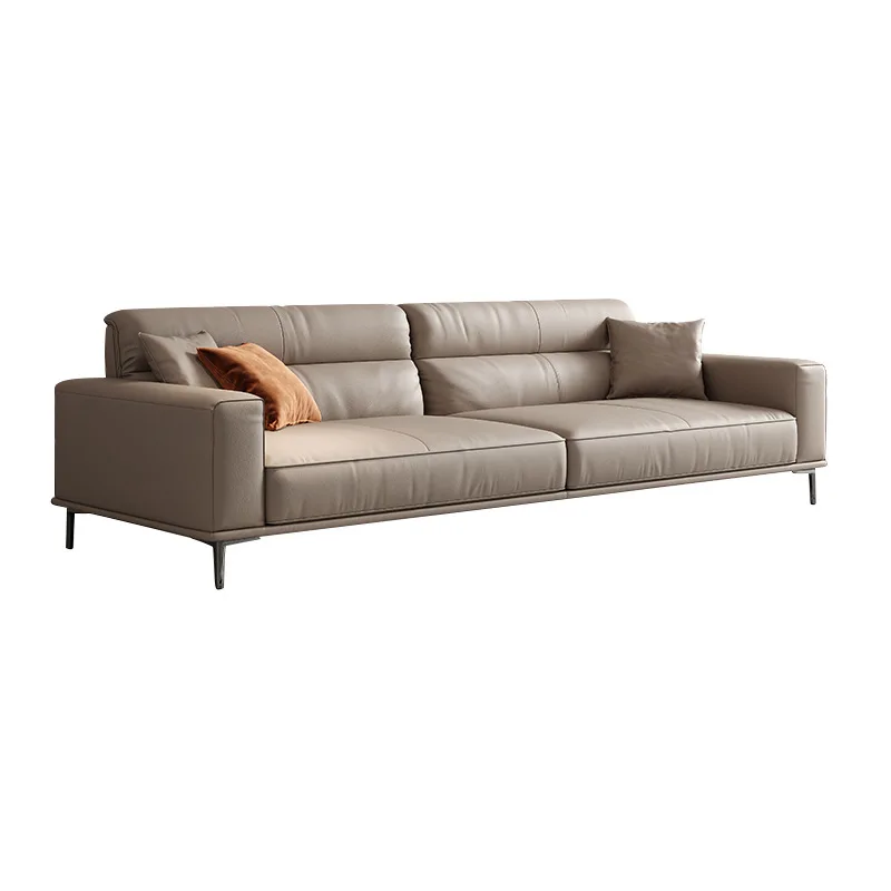 First layer cowhide sofa home combination straight row four-person sofa office