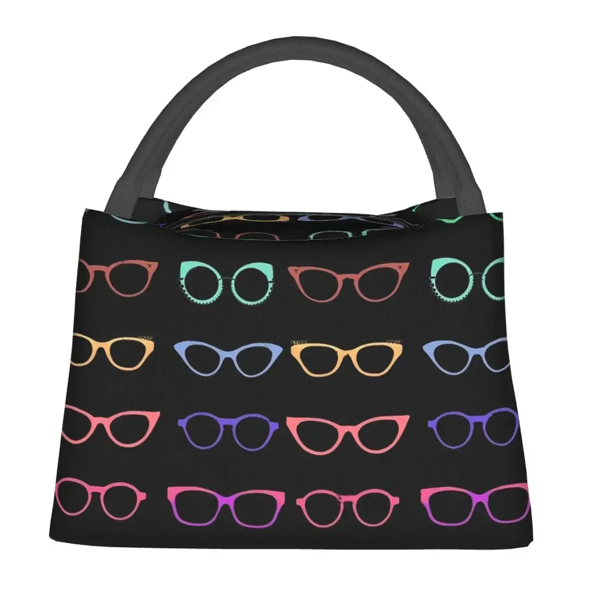 

Minimal Glasses Lunch Bag Colorful Pirnt Casual Lunch Box Adult Travel Convenient Cooler Bag Oxford Custom Thermal Lunch Bags
