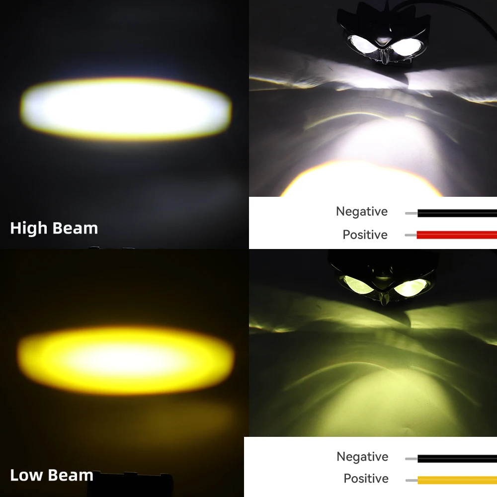 Motorcycles Led Headlight Fog Light Car Dual Color Owl Design Head Light ATV Scooter for Auxiliary Spotlight Lamp Accessories image 5