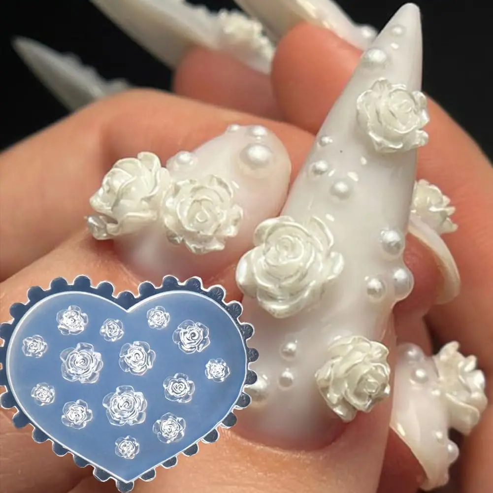 Moldes de flores 3d para unhas, ferramentas de silicone para unhas, rosa, camélia, flor, amuletos de resina, arte de unha, escultura, acessórios de resina floral