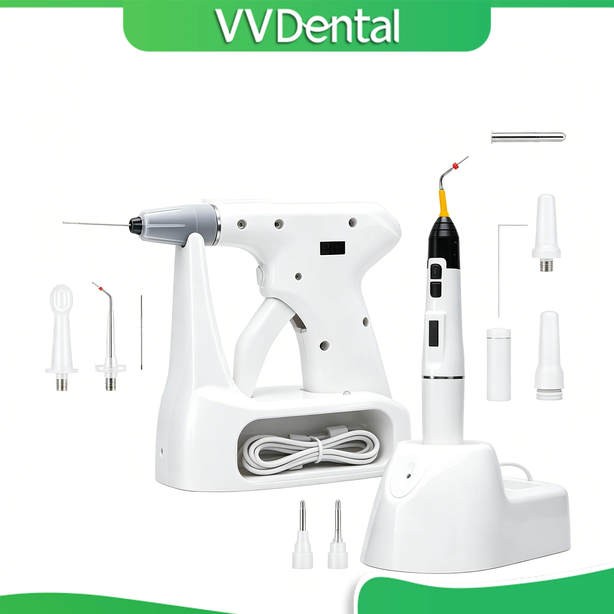 

VV Dental Cordless Gutta Percha Obturation System Filling Gun Pen 3D Root Canal Tool Replaceable Needles for Dentist Use