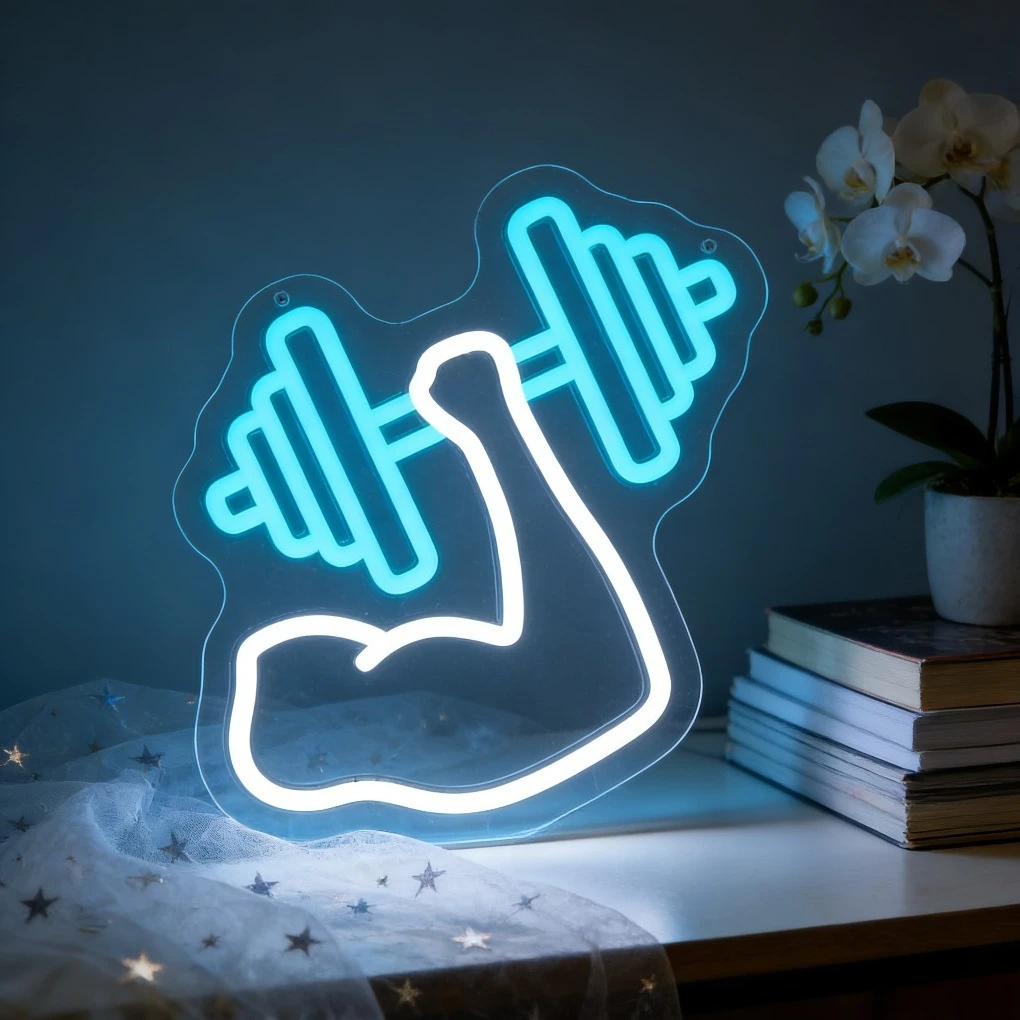 Home Gym Neon Sign - لافتة نيون LED على شكل دمبل